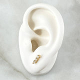 Topos Hilera Triple 1.15gr / 9mm Circones Blancos Broche Mariposa Oro Amarillo 18K