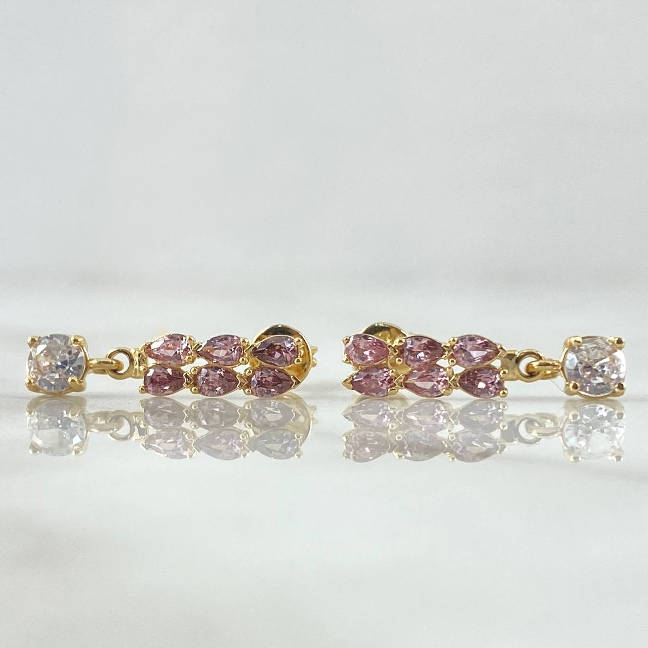 Topos Trigal Colgante 2.45gr / 2cm / Circones Lilas Blancos Broche Mariposa Oro Amarillo 18K