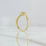 Tulip Flower Ring 2.75gr / Size 7 3/4 / White Zircons 18K Yellow Gold *