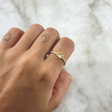 Tulip Flower Ring 2.75gr / Size 7 3/4 / White Zircons 18K Yellow Gold *