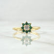 Octopetala Flower Ring 2.1gr / Size 5 3/4 / Green Zircons White 18K Yellow Gold *