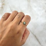 Octopetala Flower Ring 2.1gr / Size 5 3/4 / Green Zircons White 18K Yellow Gold *