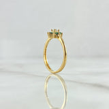 Octopetala Flower Ring 2.1gr / Size 5 3/4 / Green Zircons White 18K Yellow Gold *