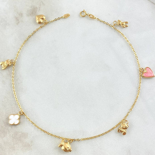 Tobillera Aro Seguido Dijes 3.25gr / 25cm / Oro 18K ©
