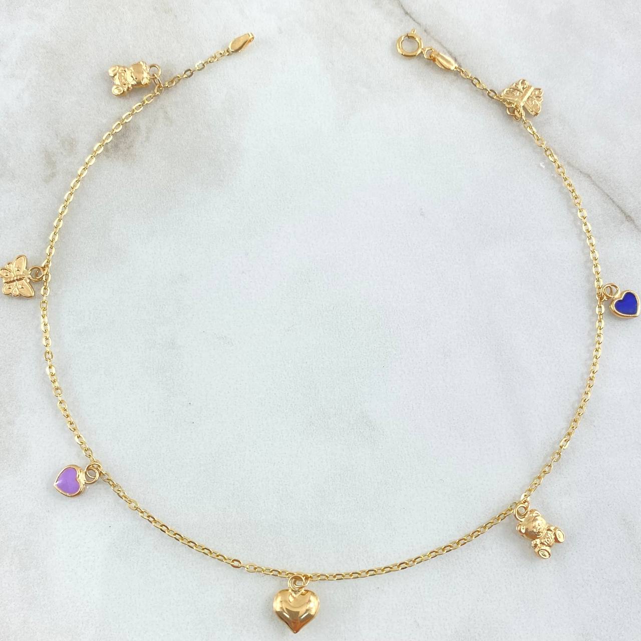 Anklet Classic Link Pendants 3gr / 25cm / 18K Gold ©
