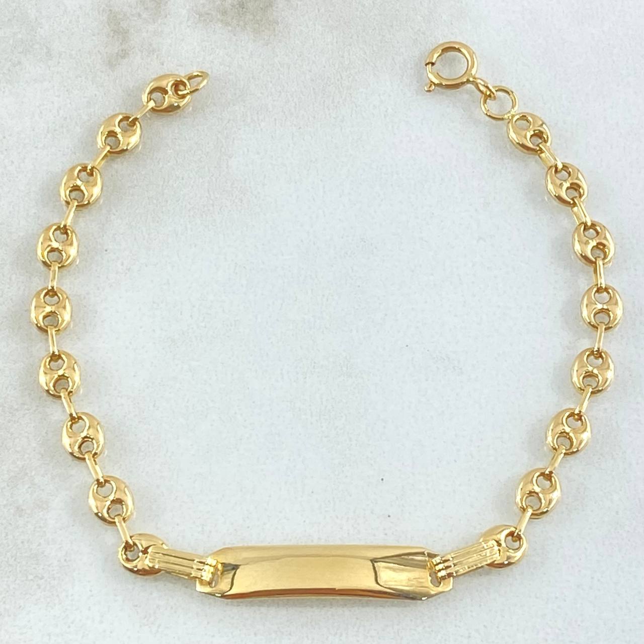 Baby Bracelet GC Bordered Plate 1.8gr / 14cm / 18K Gold ©
