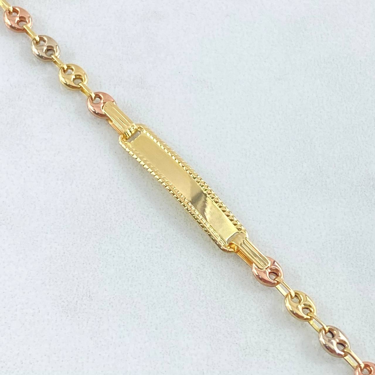 Baby Bracelet GC Dotted Rectangular Plate 1.75gr / 14cm / 18K Gold ©