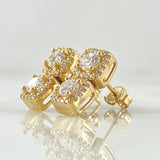 Square Halo Stud Earrings 3.95gr / 1.5cm / 18K Gold ©