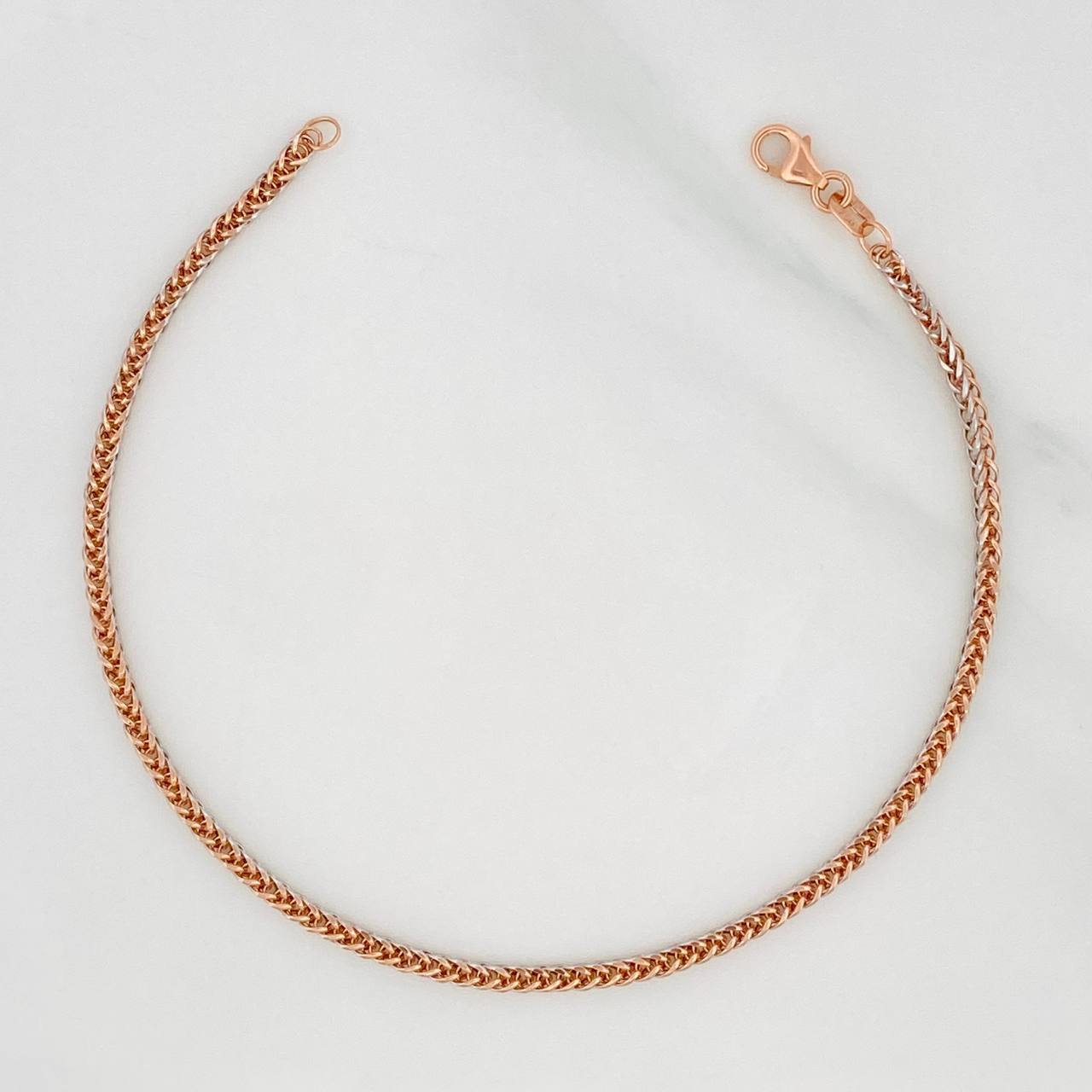Pulso Franco 2g / 7 3/4 in / 1.85mm Dos Oros Blanco Rosa 18K