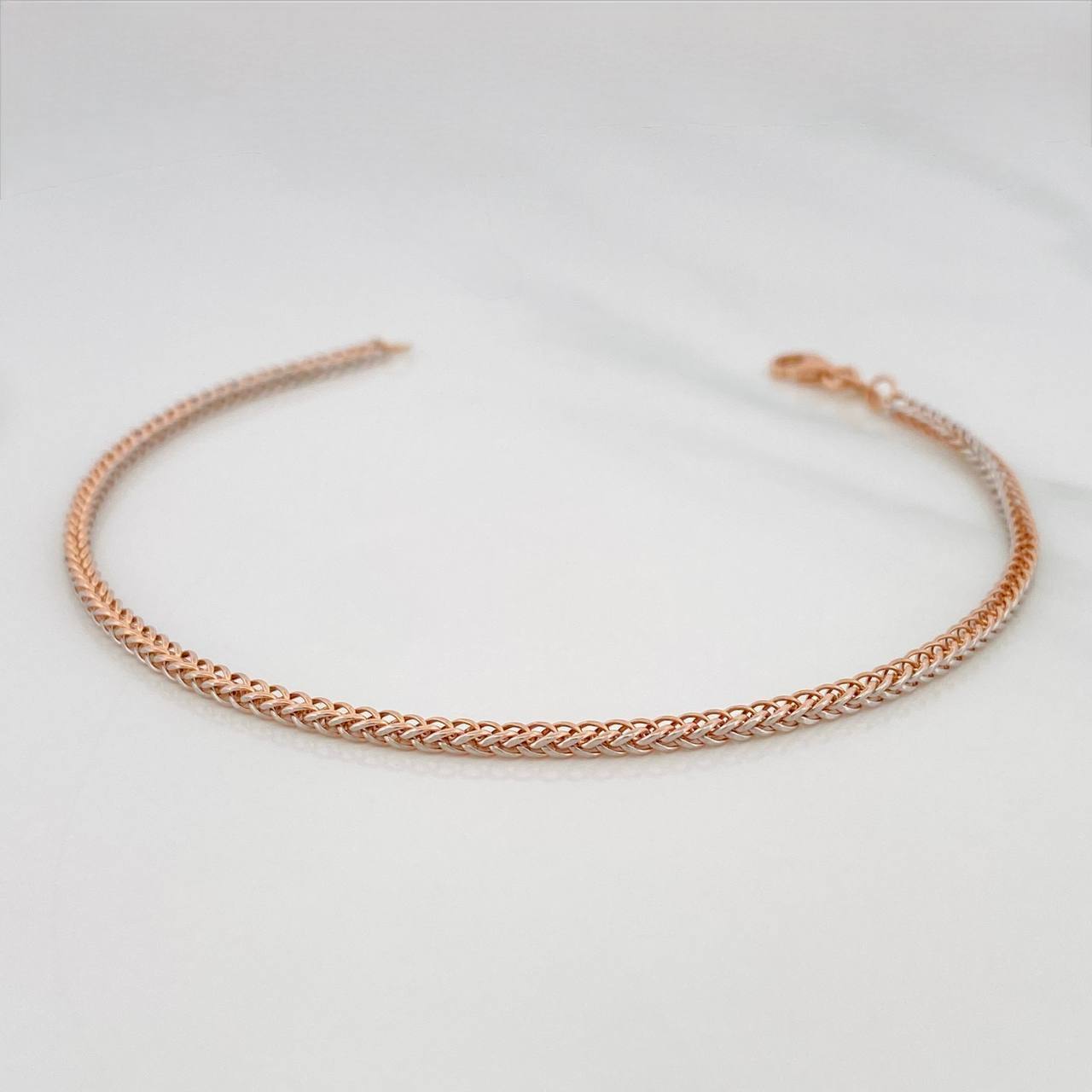 Pulso Franco 2g / 7 3/4 in / 1.85mm Dos Oros Blanco Rosa 18K
