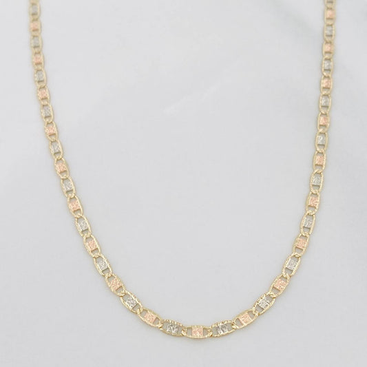 Cadena Escalera Plana Diamantada 3.7g / 24 in / 1.74mm Tres Oros 18K