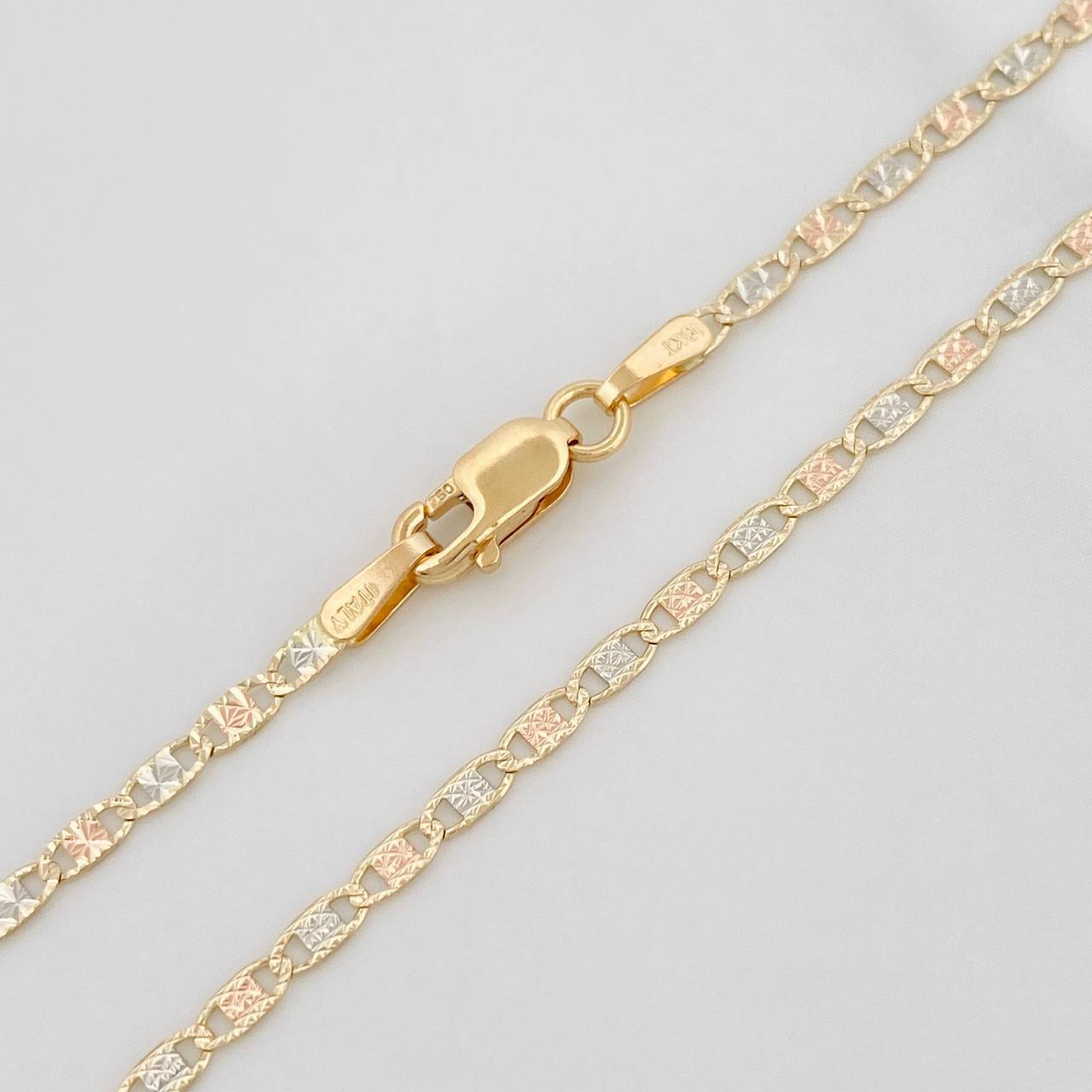 Flat Mariner Chain Diamond Cut 3.7g / 24 in / 1.74mm Three Golds 18K