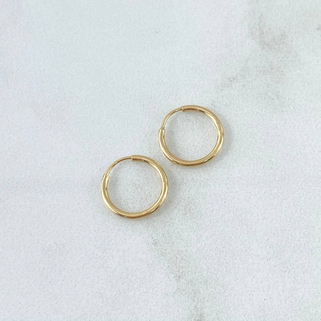 Candongas Aro Liso 0.45gr / 1/2 in / Oro Amarillo 18K !