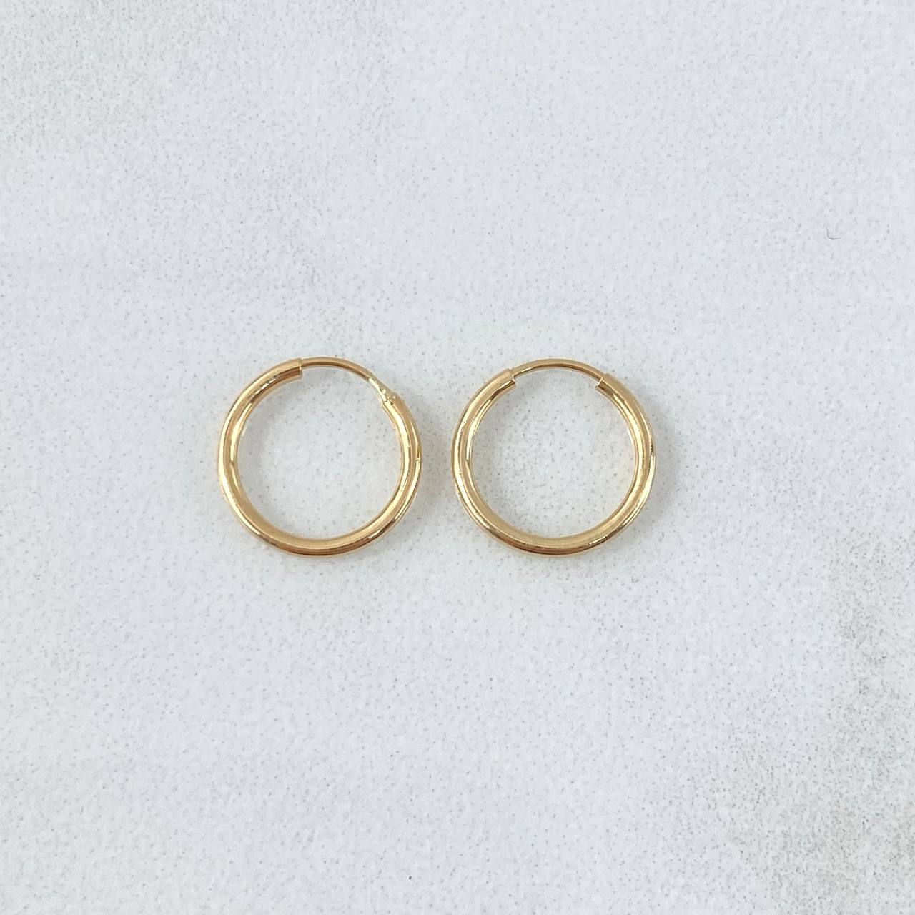 Candongas Aro Liso 0.45gr / 1/2 in / Oro Amarillo 18K !