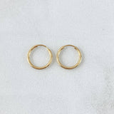 Candongas Aro Liso 0.45gr / 1/2 in / Oro Amarillo 18K !