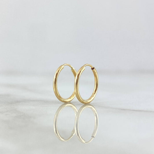 Candongas Aro Liso 0.45gr / 1/2 in / Oro Amarillo 18K !