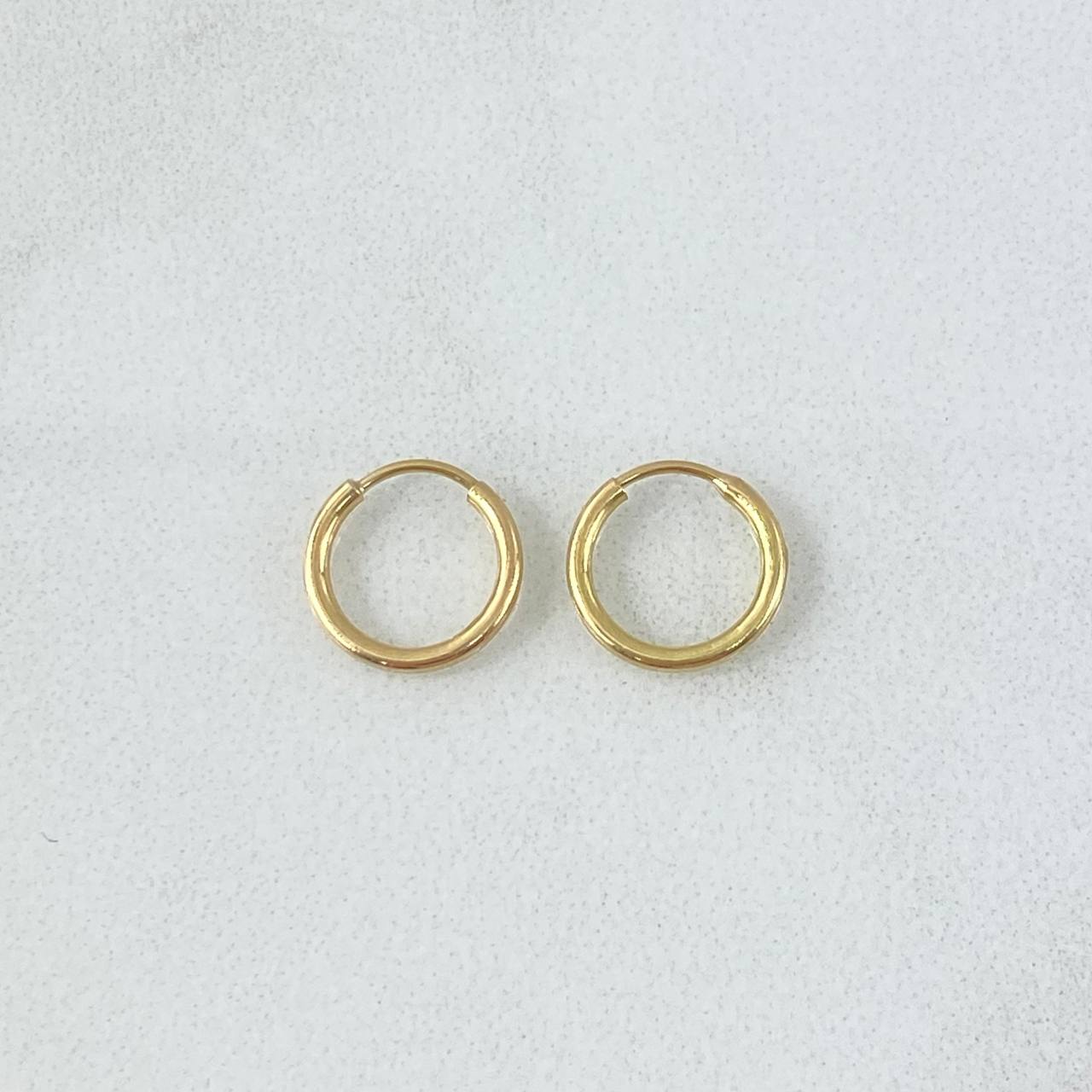 Candongas Aro Liso 0.35gr / 1/4 in / Oro Amarillo 18K !