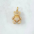 Pendant Heart Bear 4.4gr / 2.5cm / White Zircons - Fuchsias - Black Eyes 18K Yellow Gold