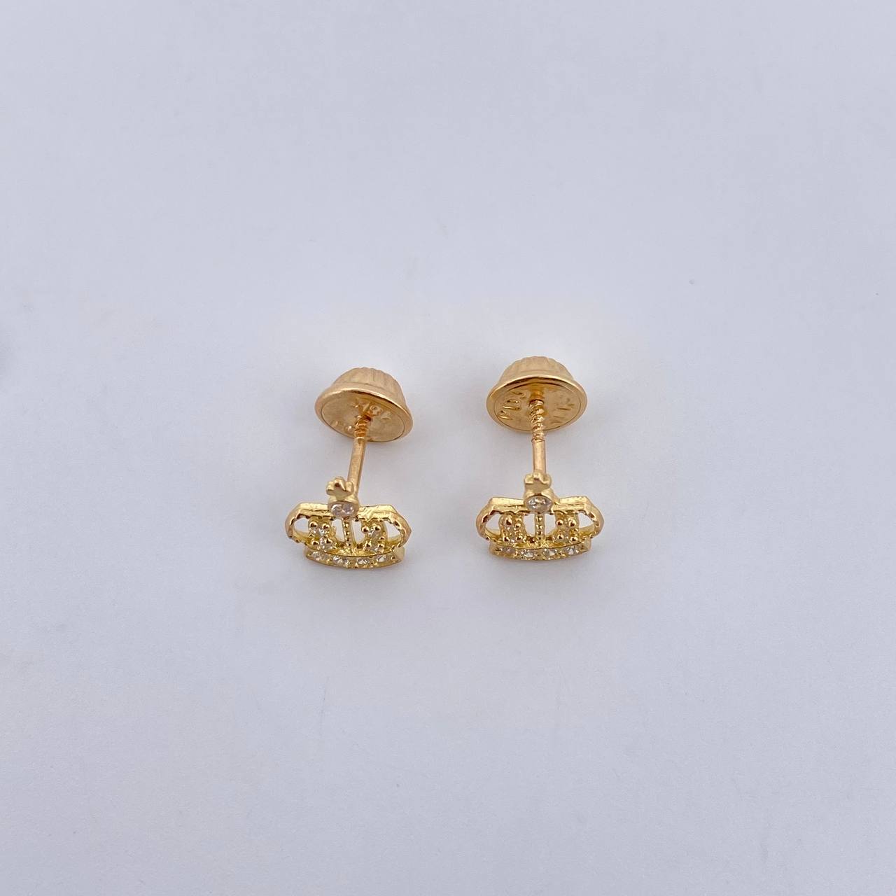Topos Corona Real 0.85gr / Circones Blancos Oro Amarillo 18K &
