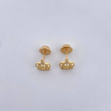 Topos Corona Real 0.85gr / Circones Blancos Oro Amarillo 18K &