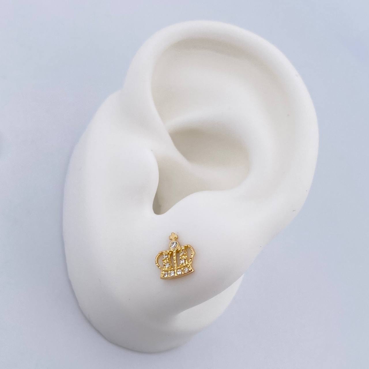 Topos Corona Real 0.85gr / Circones Blancos Oro Amarillo 18K &