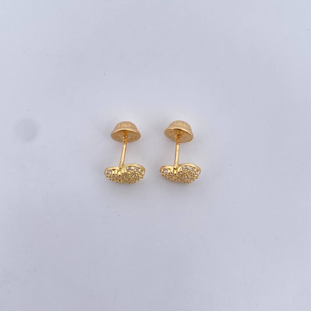 Stud Earrings Heart Stud 1.05gr / White Zircons 18K Yellow Gold $