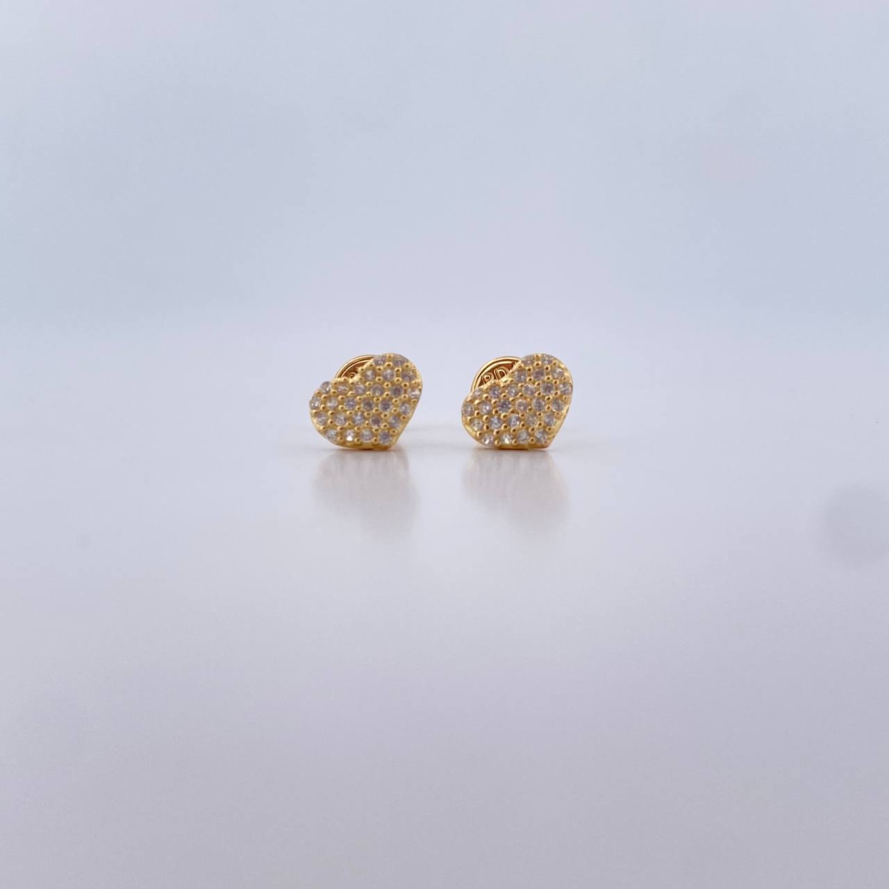 Stud Earrings Heart Stud 1.05gr / White Zircons 18K Yellow Gold $