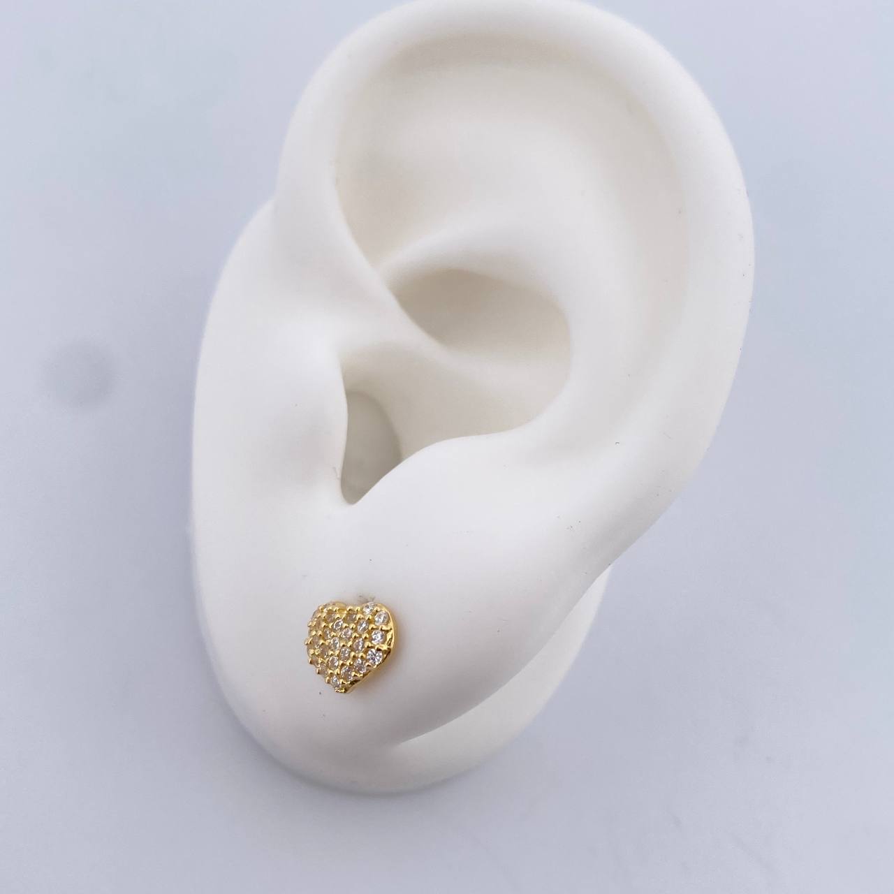 Stud Earrings Heart Stud 1.05gr / White Zircons 18K Yellow Gold $