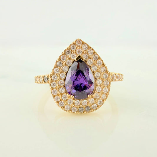 Halo Drop Ring 2.55 g / T6 1/2 18K Yellow Gold