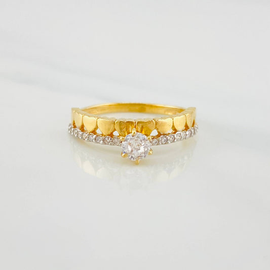 Solitaire Ring Heart Channel 2.3 g / T6 1/2 Two Yellow White Gold 18K