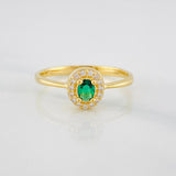 Anillo Halo Ovalado 1.95 g / T7 1/4 Oro Amarillo 18K