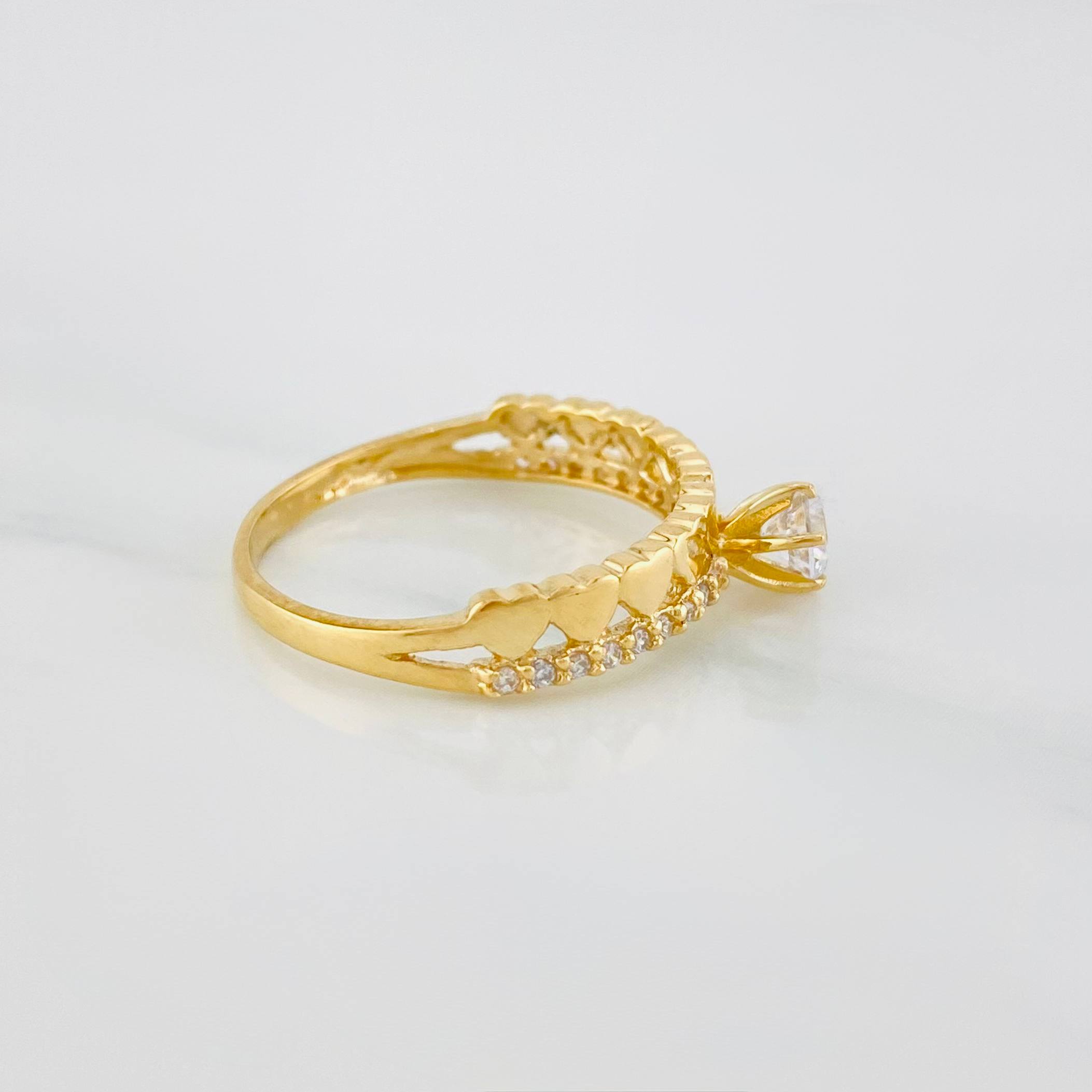 Solitaire Ring Heart Channel 2.25 g / T6 1/4 18K Yellow Gold