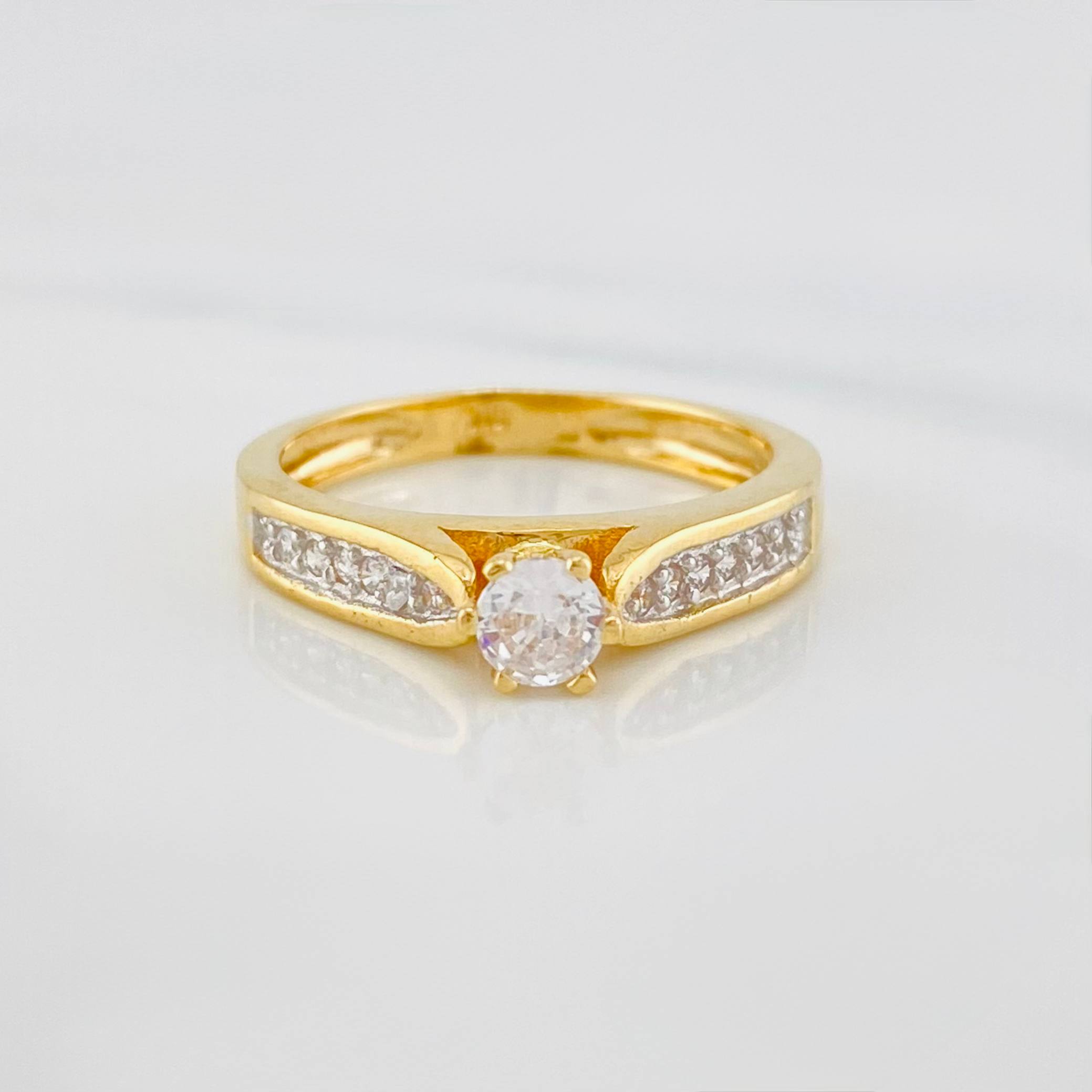 Solitaire Bridge Ring 3.3 g / T6 1/2 Two Yellow Gold 18K