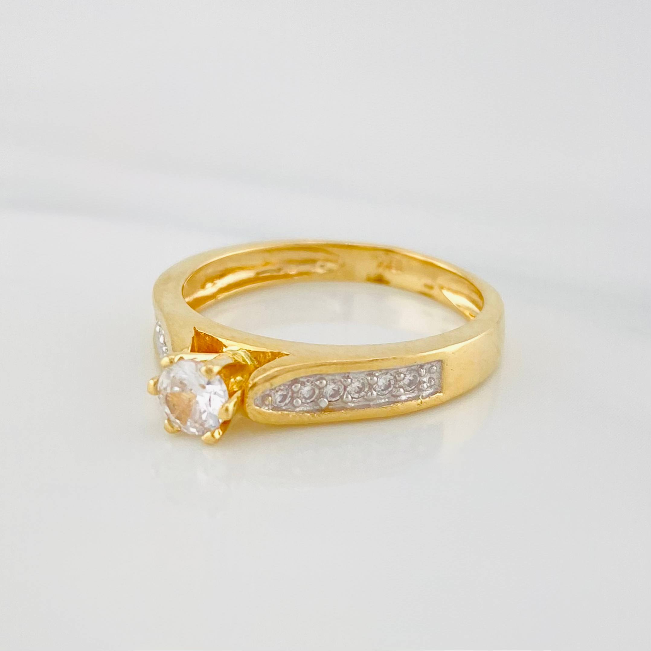 Solitaire Bridge Ring 3.3 g / T6 1/2 Two Yellow Gold 18K