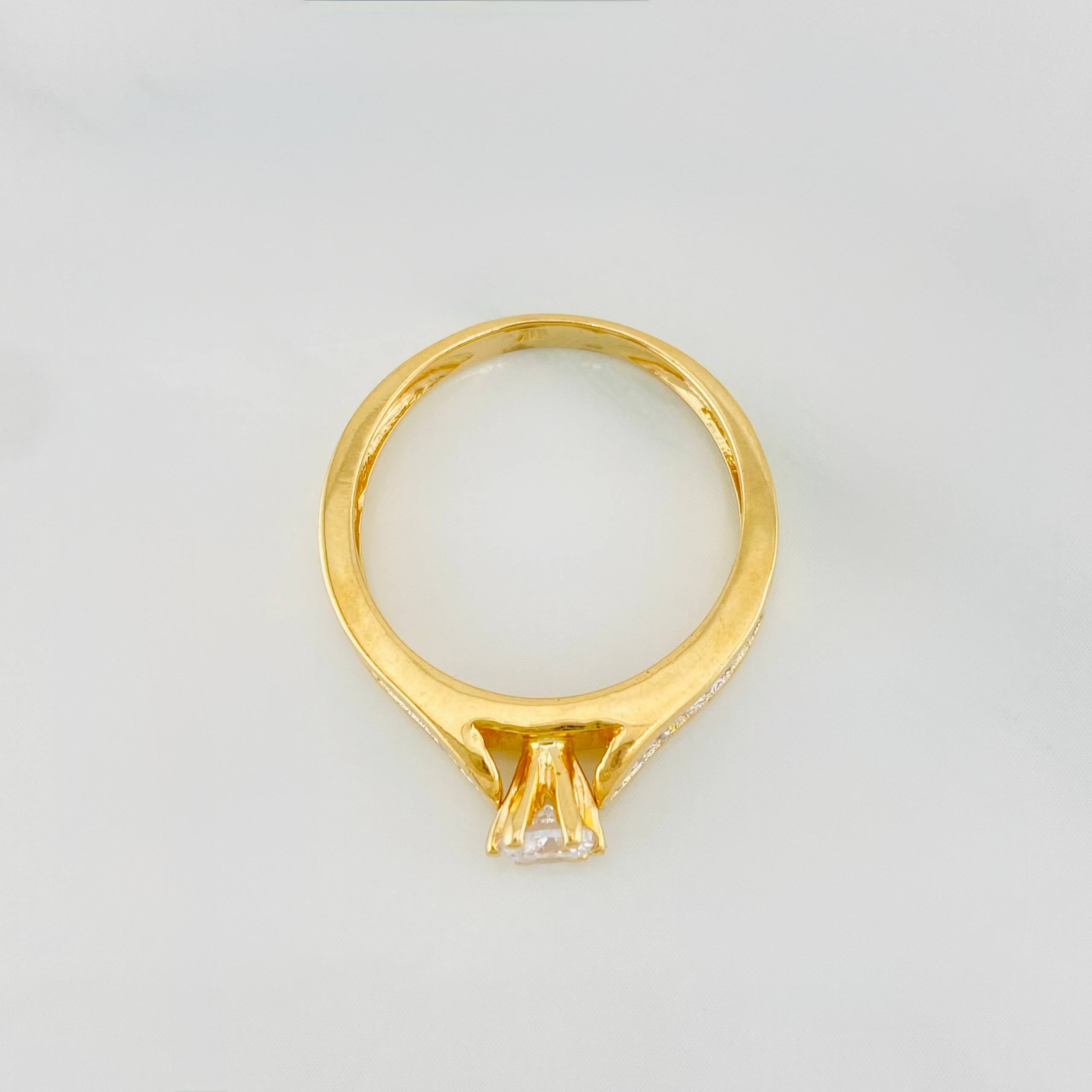 Solitaire Bridge Ring 3.3 g / T6 1/2 Two Yellow Gold 18K