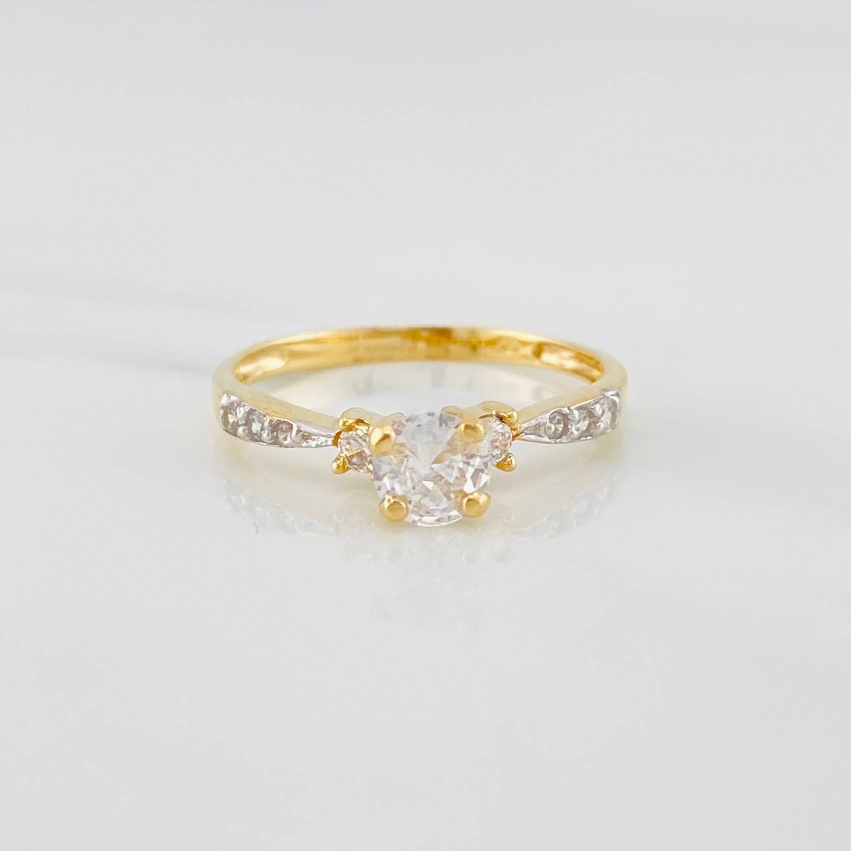 Solitaire Ring 2.05 g / T7 1/4 Two Yellow White Gold 18K