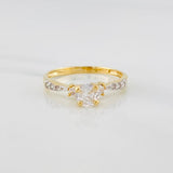 Solitaire Ring 2.05 g / T7 1/4 Two Yellow White Gold 18K