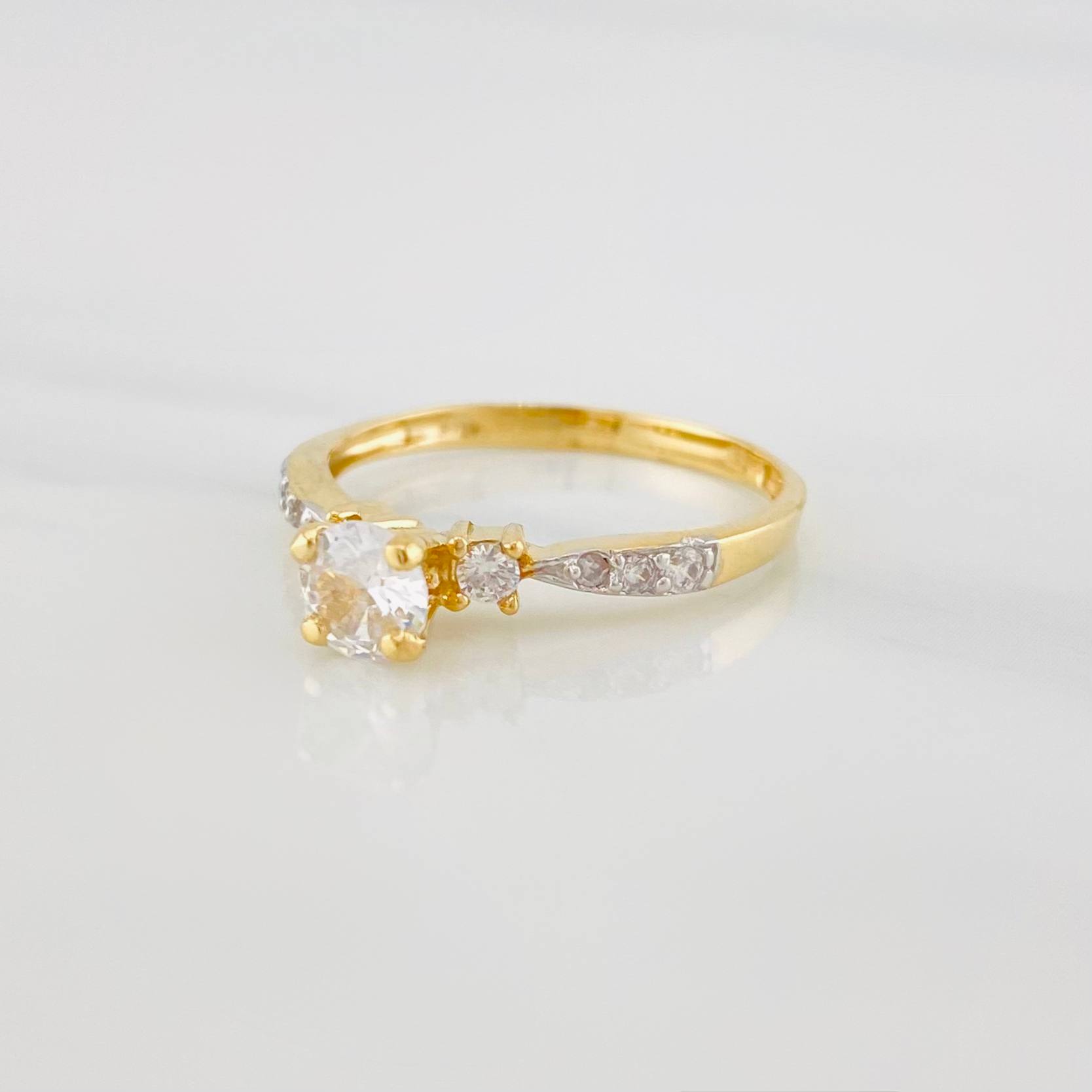 Solitaire Ring 2.05 g / T7 1/4 Two Yellow White Gold 18K