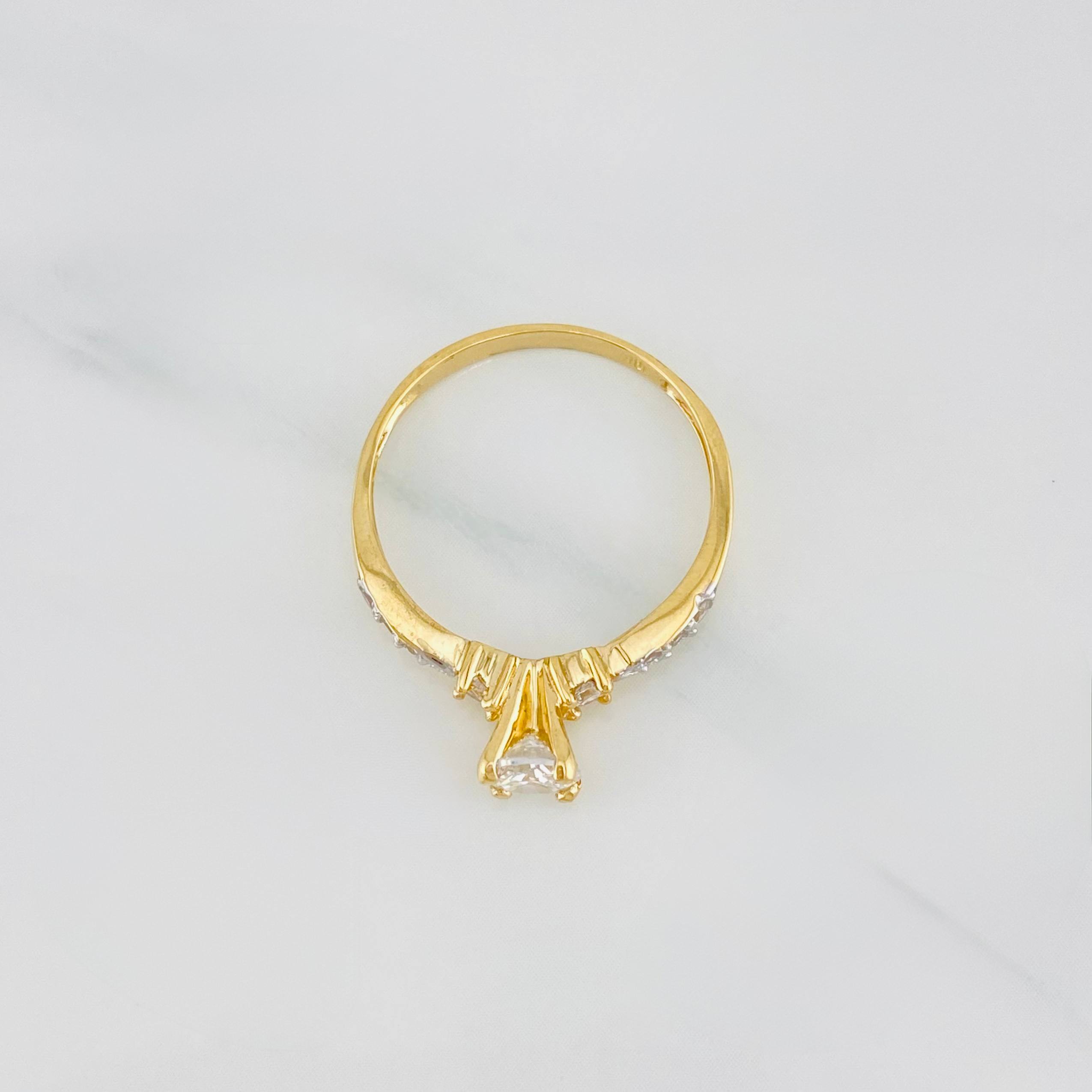 Solitaire Ring 2.05 g / T7 1/4 Two Yellow White Gold 18K