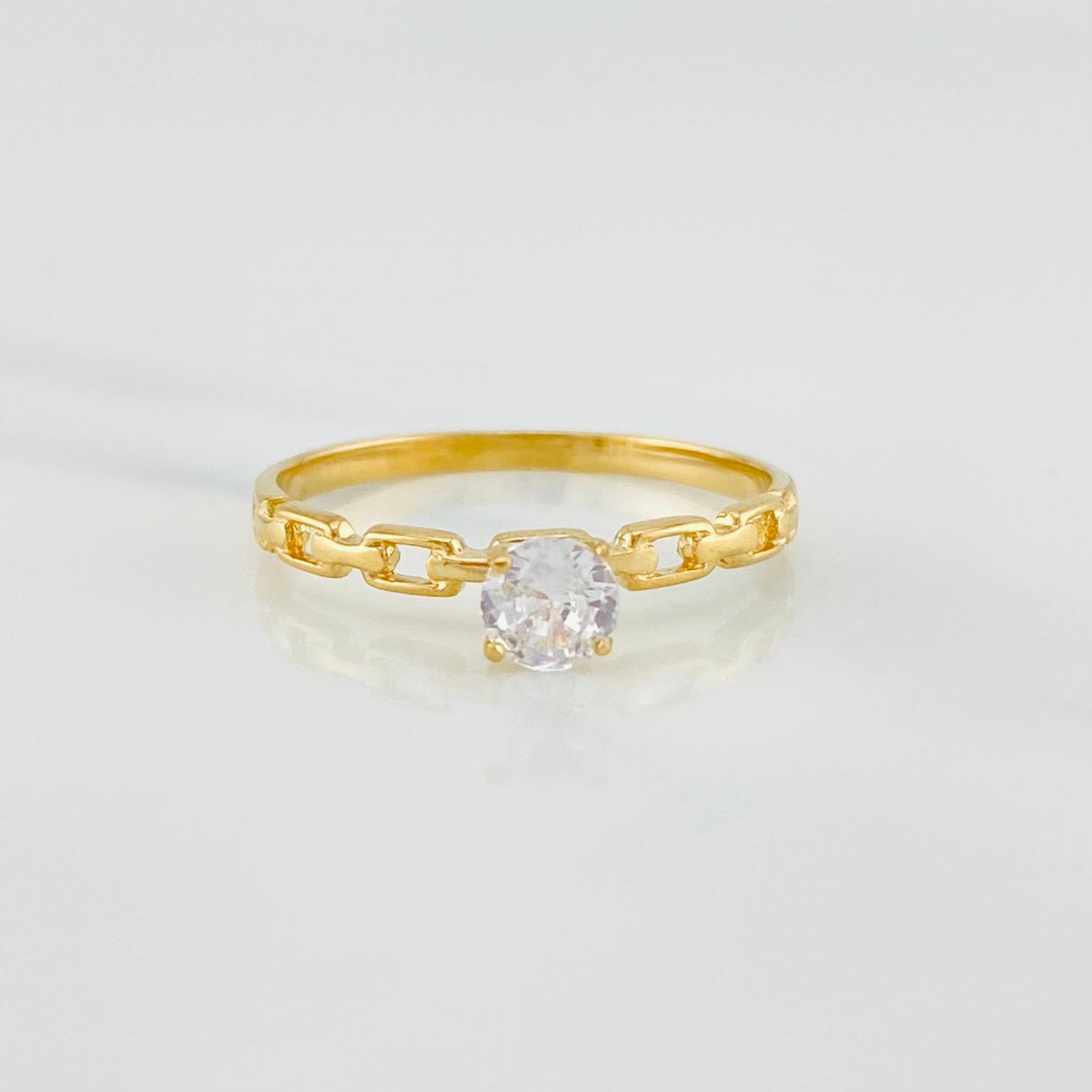 Solitaire Link Ring 1.5 g / T7 1/4 18K Yellow Gold