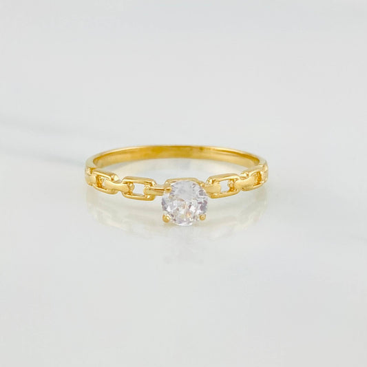 Solitaire Link Ring 1.5 g / T7 1/4 18K Yellow Gold
