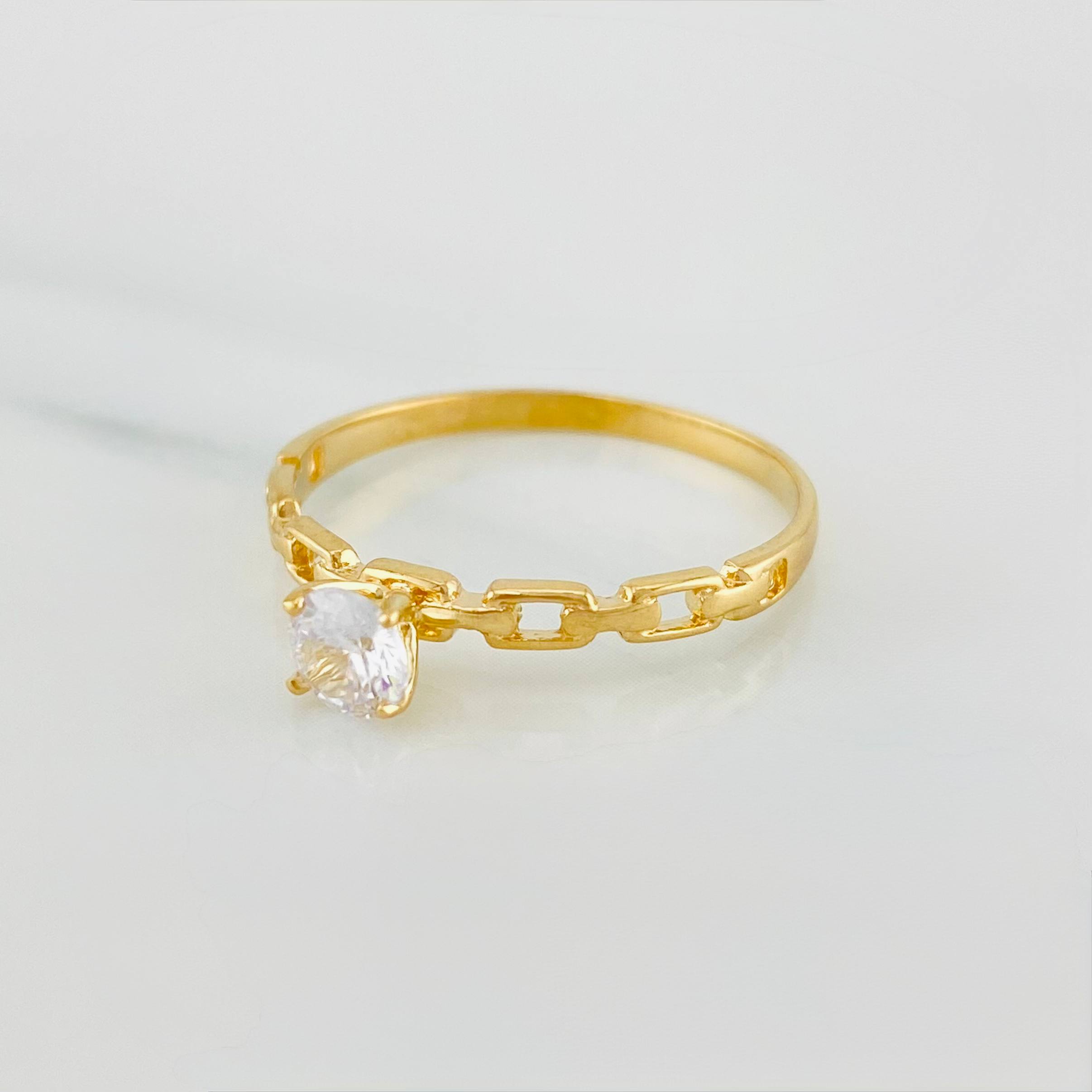 Solitaire Link Ring 1.5 g / T7 1/4 18K Yellow Gold