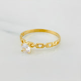 Solitaire Link Ring 1.5 g / T7 1/4 18K Yellow Gold