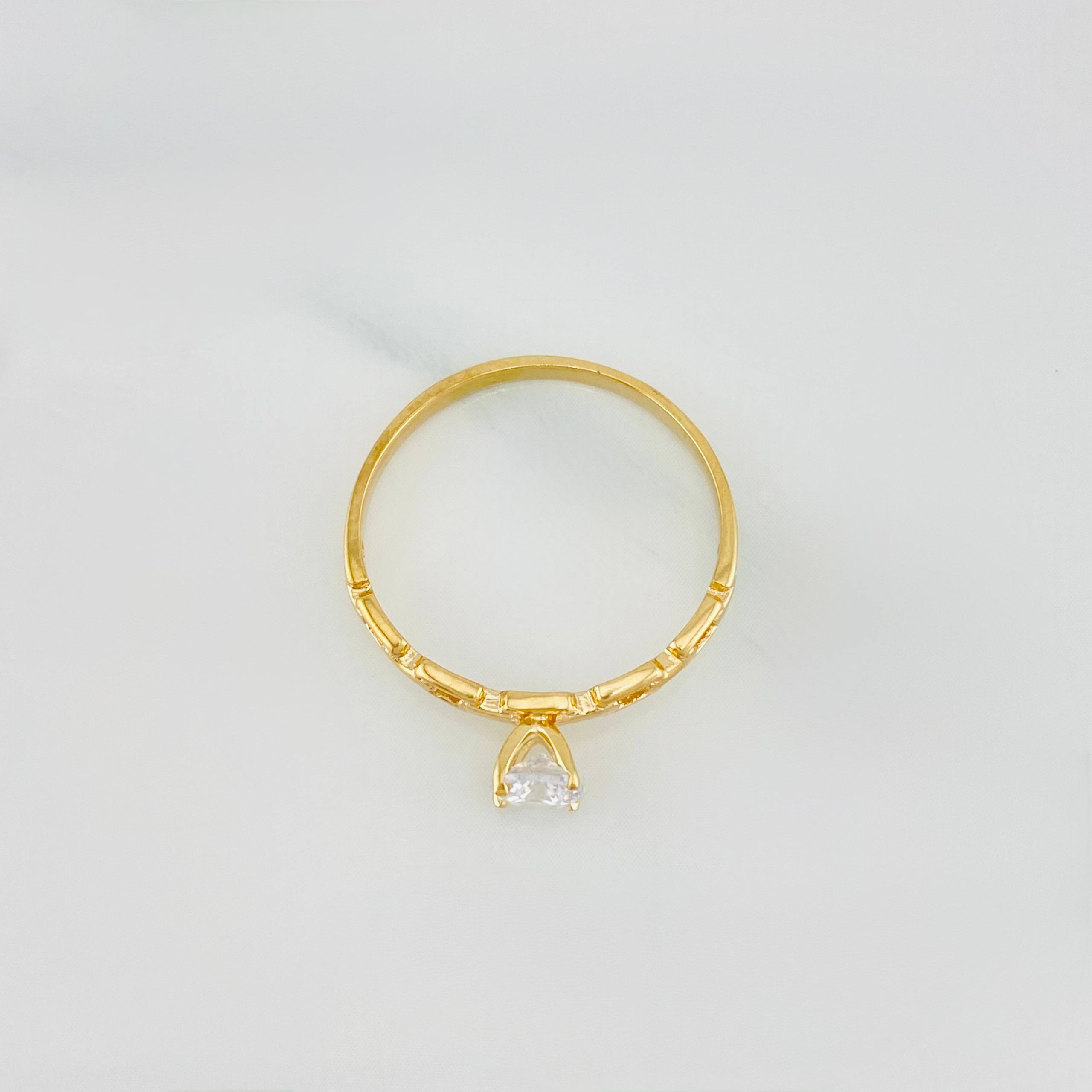 Solitaire Link Ring 1.5 g / T7 1/4 18K Yellow Gold