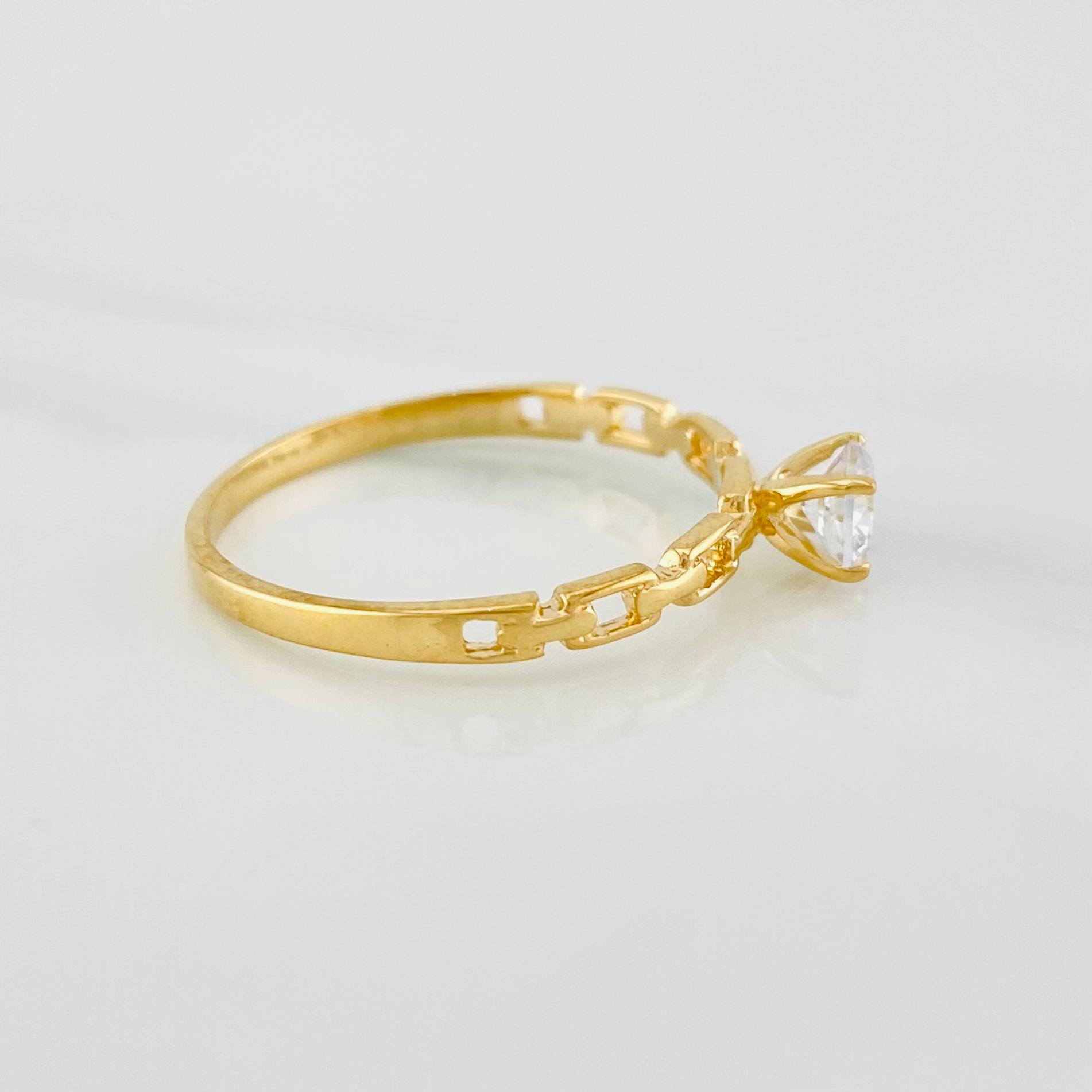Solitaire Link Ring 1.5 g / T7 1/4 18K Yellow Gold