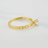 Solitaire Link Ring 1.5 g / T7 1/4 18K Yellow Gold