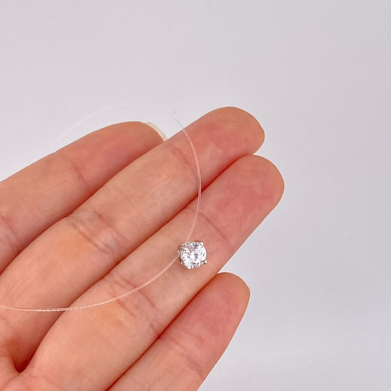 Choker Chain Spark Zircon 0.8g / 16 in / 5mm 18K White Gold