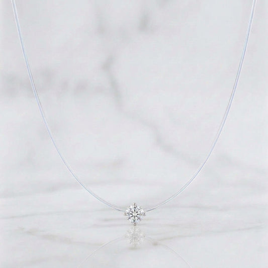 Cadena Choker Chispa Circón 0.8g / 16 in / 5mm Oro Blanco 18K