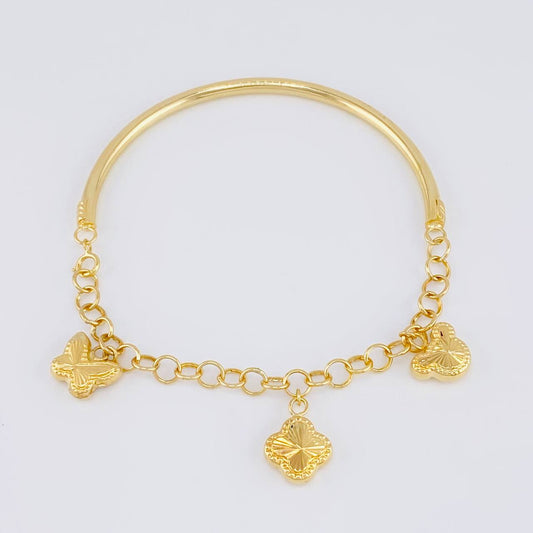 Pulso Charms Diamantados 4.05g / 5 3/4 in / 2.75mm Oro Amarillo 18K