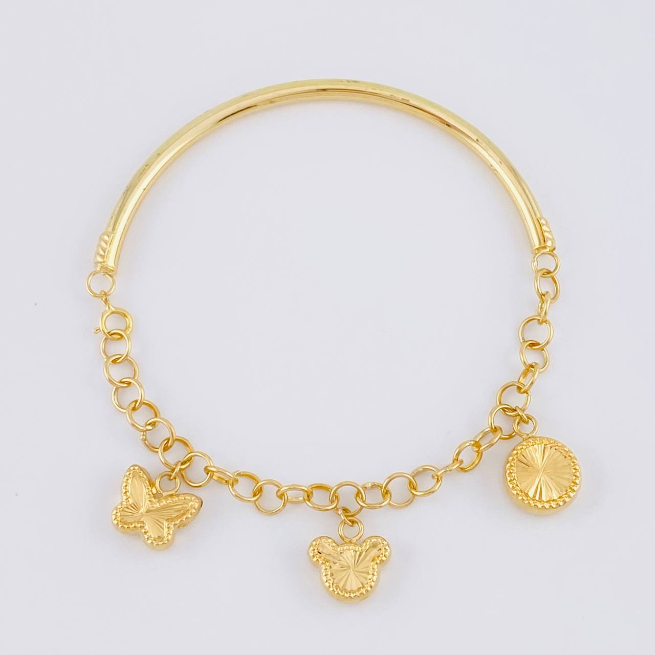 Pulso Charms Diamantados 4.15g / 6 in / 2.75mm Oro Amarillo 18K